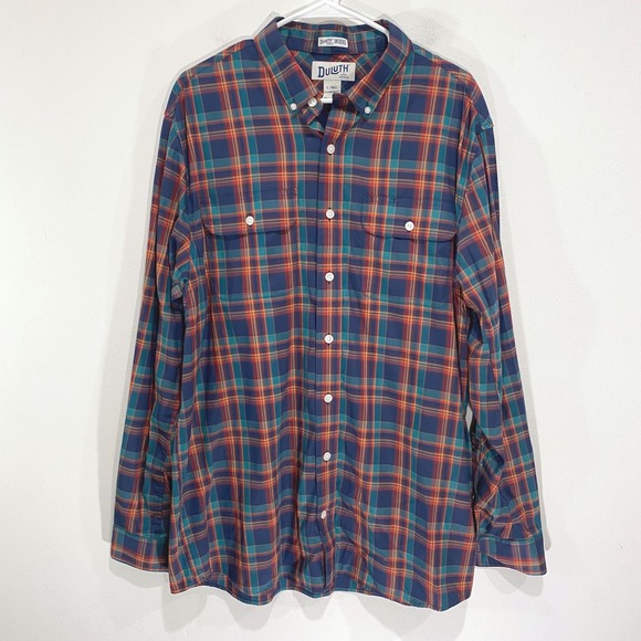 Duluth Other - Duluth Mens Large Tall Flannel Plaid Button Down Shirt Untucked Standard Fit